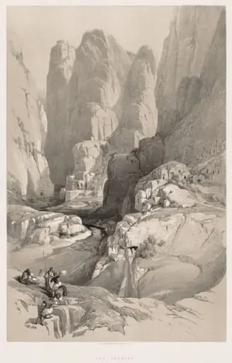 The Holy Land, Syria, Idumea, Arabia, Egypt & Nubia (Vol. III): Entrance to Petra, by Louis Haghe