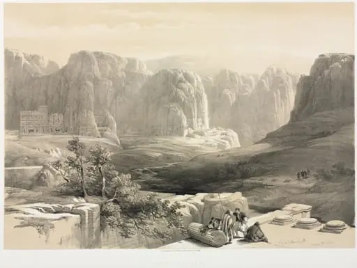 The Holy Land, Syria, Idumea, Arabia, Egypt & Nubia (Vol. III): Petra, Looking South, by Louis Haghe