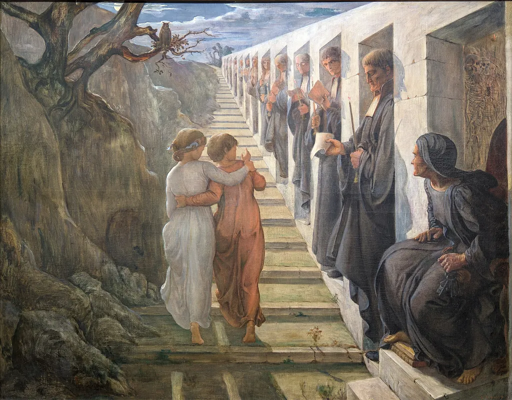 Poem of the Soul - Bad path, by Louis Janmot, oil, 1854