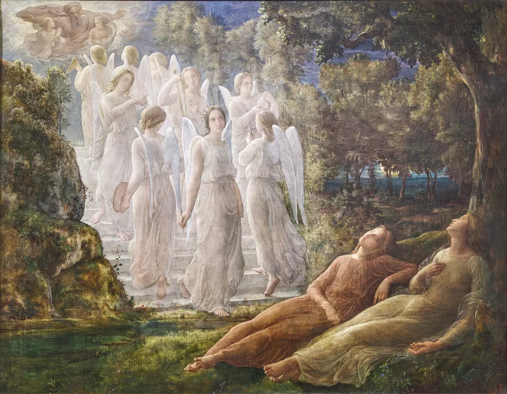 Poem of the Soul - The golden stairs, by Louis Janmot, oil, 1854