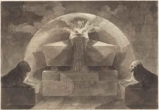 Tomb with Death Standing, by Louis Jean Desprez