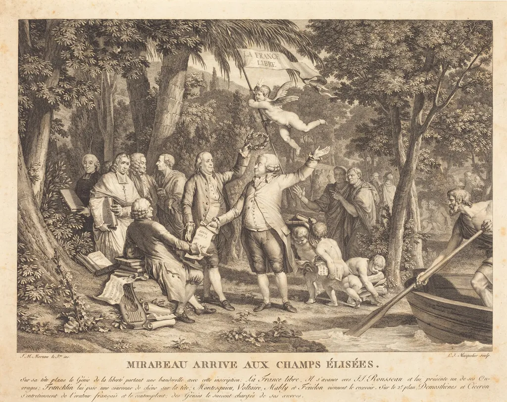 Mirabeau arrive aux Champs-Élisées, by Louis-Joseph Masquelier, ink, 1792