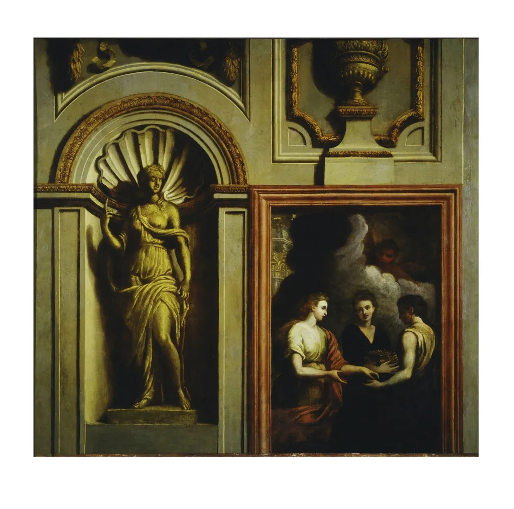 Architectural elements with Psyche Giving Gifts to Her Sisters, by Louis Laguerre, oil, 1683