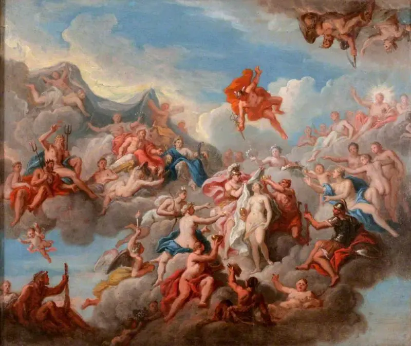 Psyche Being Robed by the Gods for Her Marriage with Cupid (sketch for the ceiling of the stairway at Kiveton), by Louis Laguerre