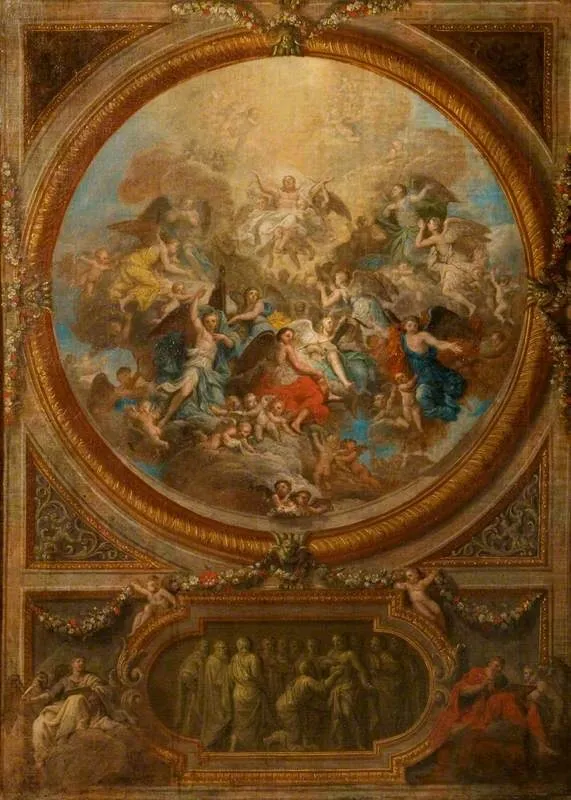 The Ascension and the Incredulity of Saint Thomas (sketch for the decoration of the chapel at Chatsworth), by Louis Laguerre, oil, 1695
