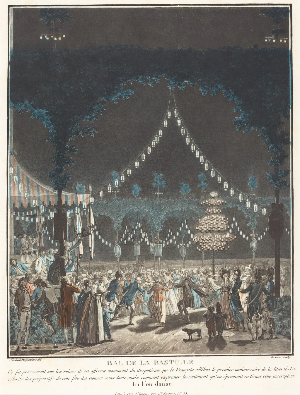 Bal de la Bastille, by Louis Le Coeur, ink, 1790