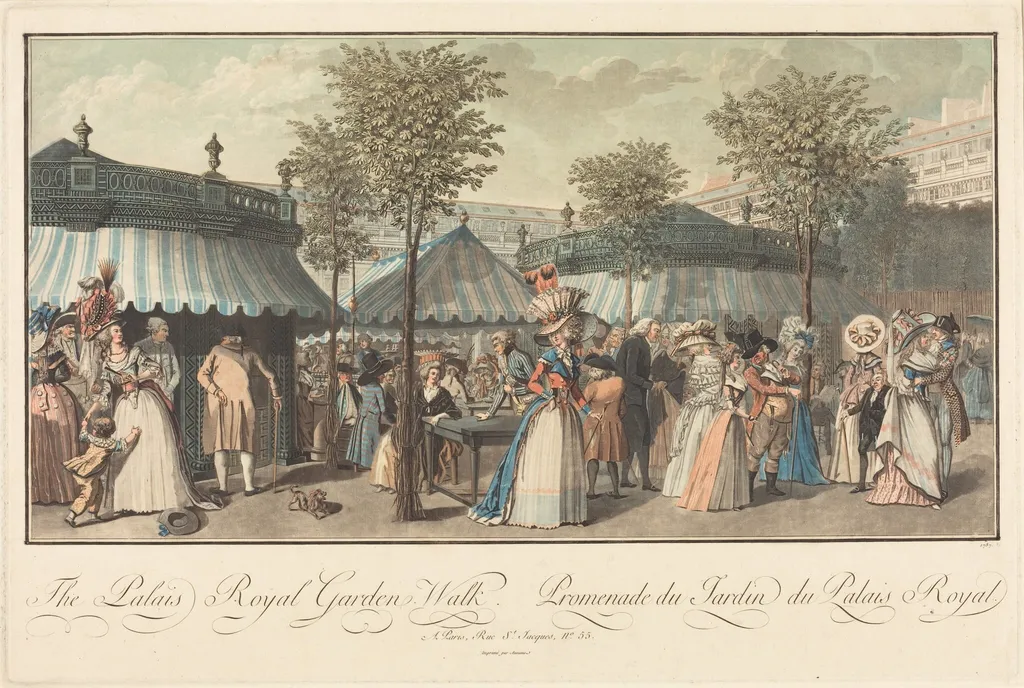 The Palais Royal--Garden's Walk, by Louis Le Coeur, ink, 1787
