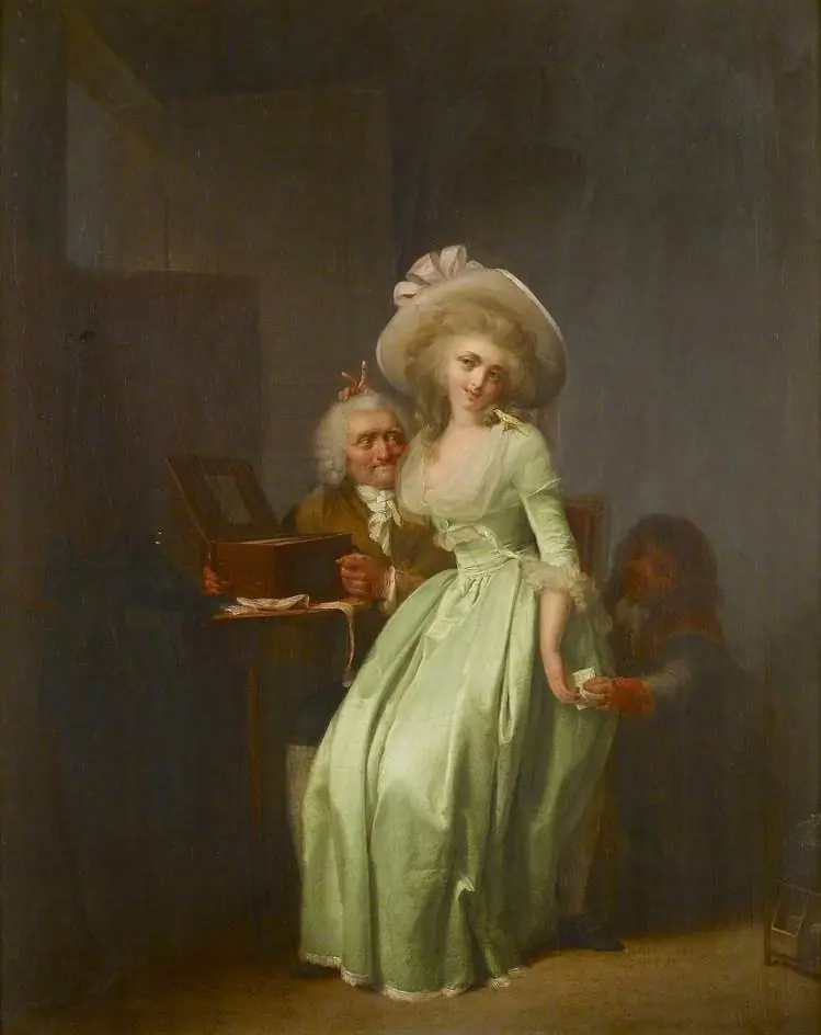 A young Woman mocking an elderly Admirer, by Louis-Léopold Boilly