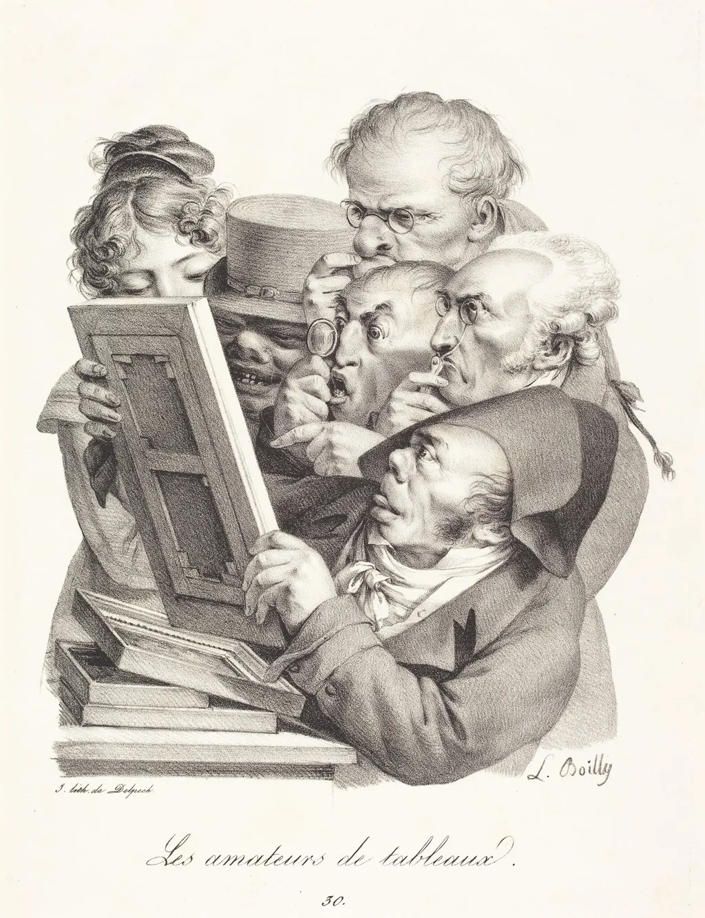 Les amateurs de tableaux (The Picture Enthusiasts), by Louis-Léopold Boilly, crayon, 1823