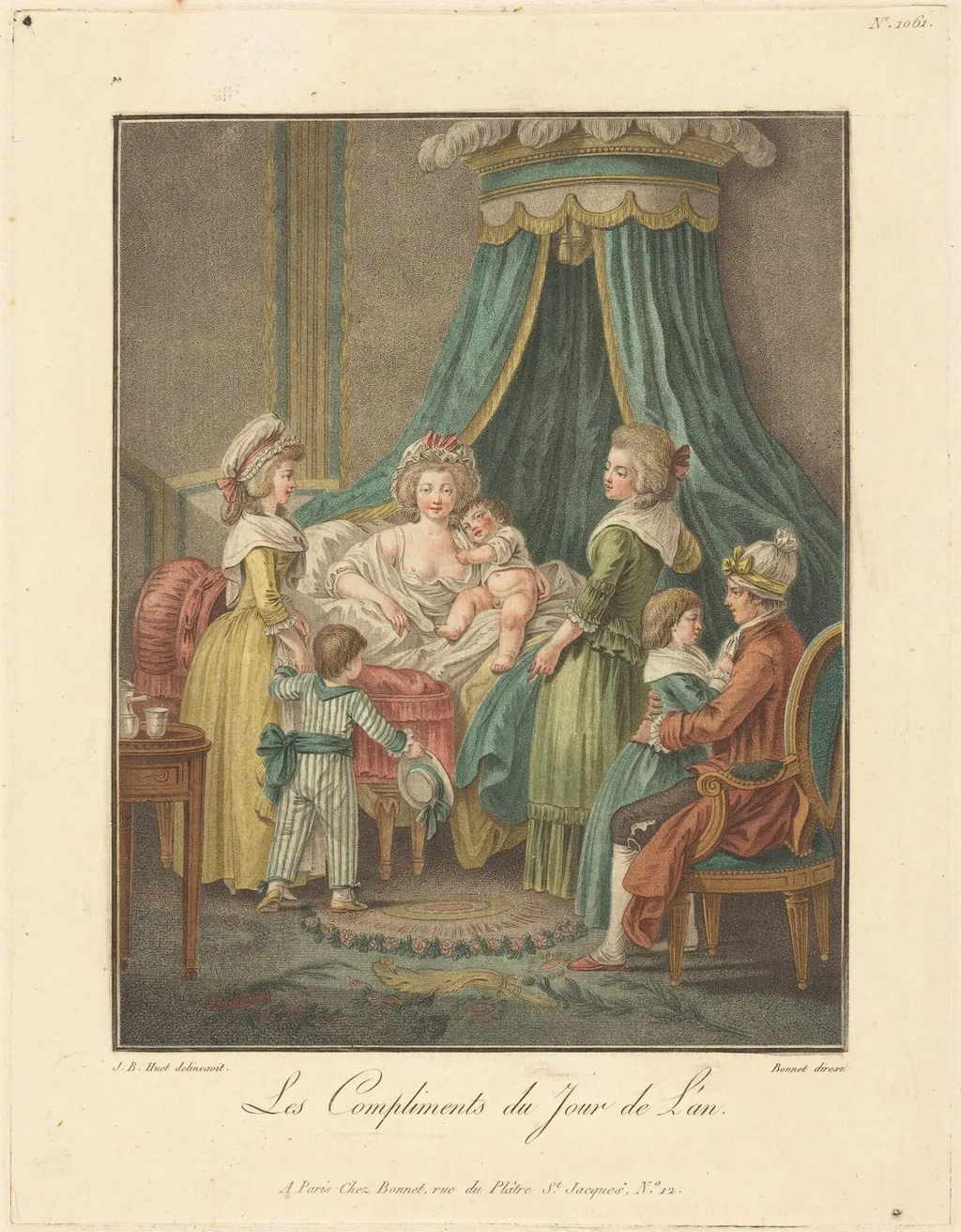 Les Compliments du jour de l'an, by Louis-Marin Bonnet, paint, 1764