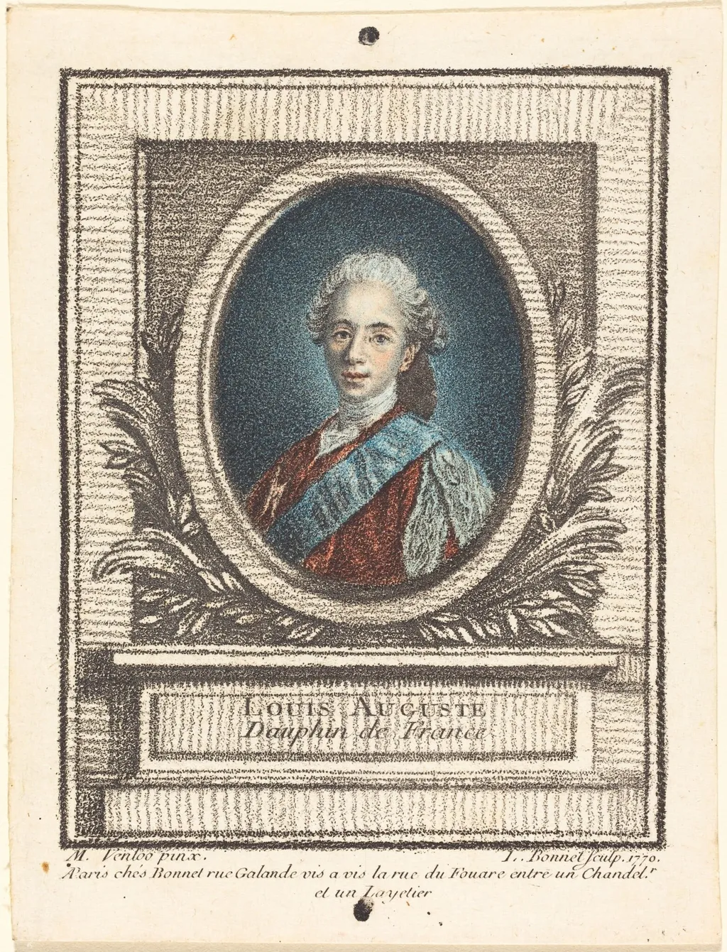 Louis-Auguste, Dauphin de France, by Louis-Marin Bonnet, chalk, 1770