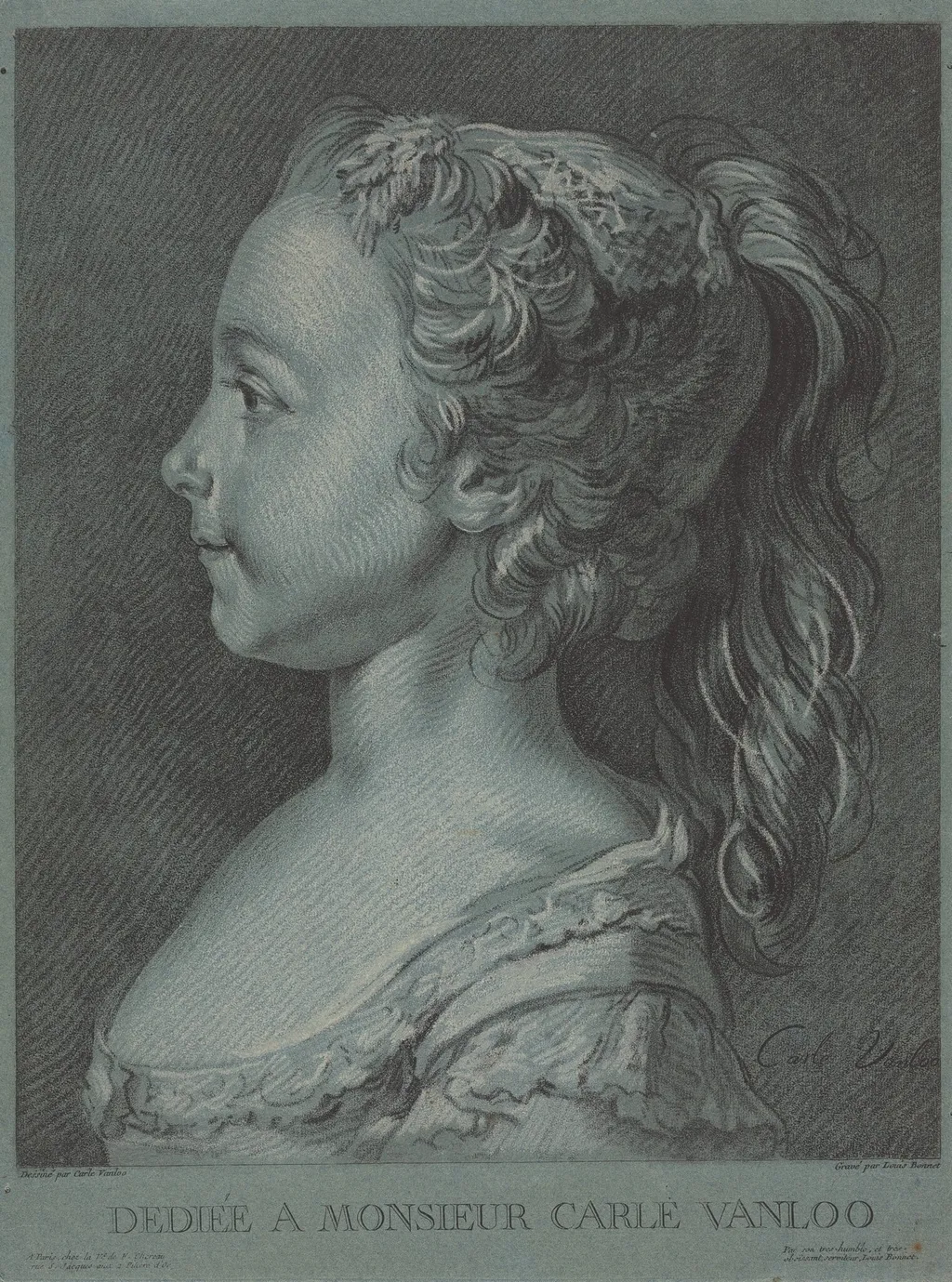 Marie-Rosalie Vanloo, by Louis-Marin Bonnet, chalk, 1764