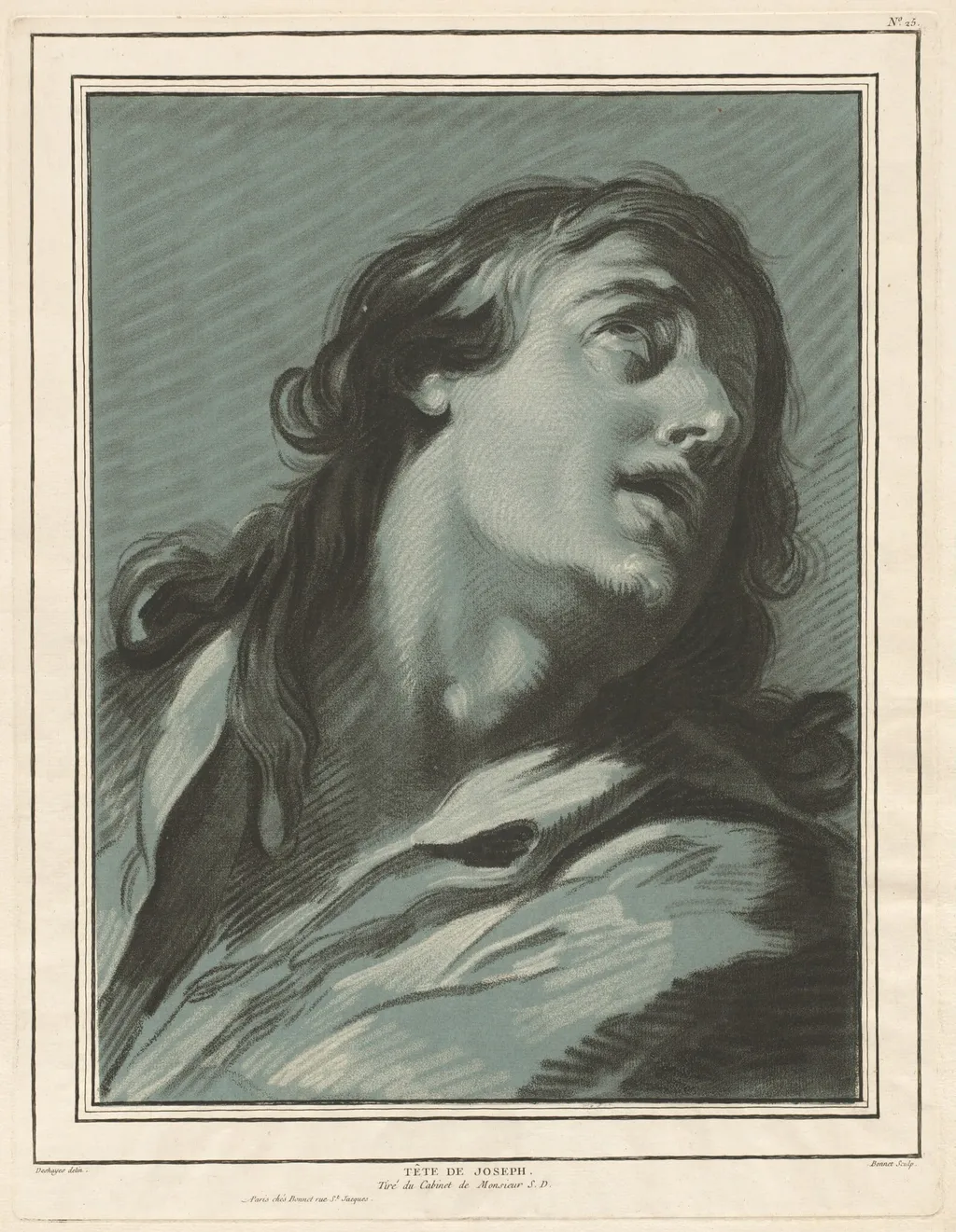 Tête de Joseph (Head of Joseph), by Louis-Marin Bonnet, chalk, 1773