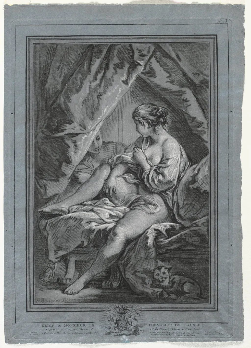 Young Woman Seated on a Bed, by Louis-Marin Bonnet, 1766
