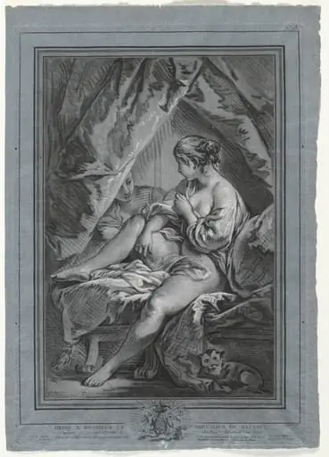 Young Woman Seated on a Bed, by Louis-Marin Bonnet