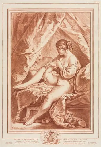 Young Woman Seated on a Bed, by Louis-Marin Bonnet
