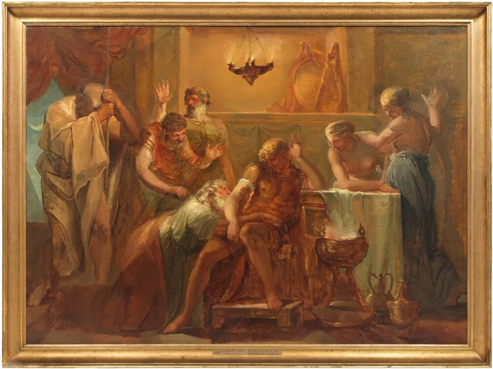 Priamus Asking Achilles for Hector's Body, by Louis Masreliez, oil, 1790