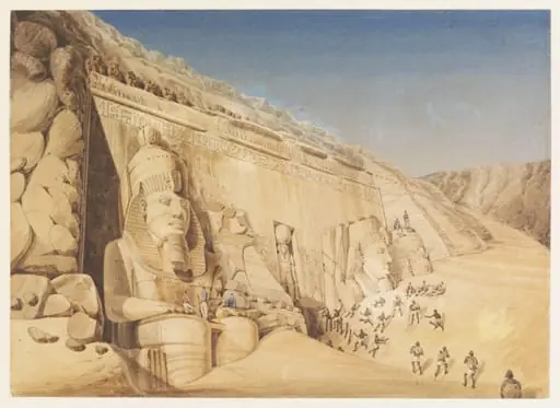Excavation of the Great Temple of Ramesses II at Abu Simbel, by Louis Maurice Adolphe Linant de Bellefonds