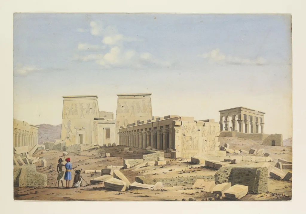 Ile de Philoé, by Louis Maurice Adolphe Linant de Bellefonds, watercolor, 1846