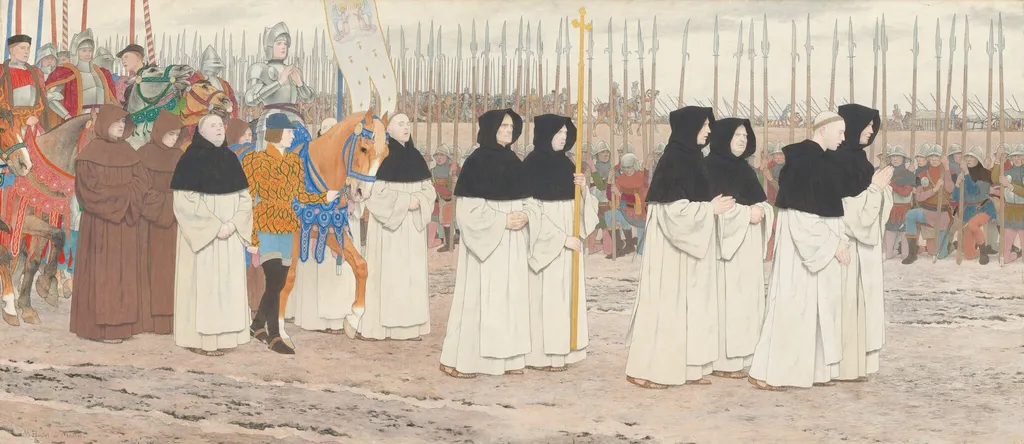 The Maid in Armor on Horseback (Joan of Arc series: III), by Louis Maurice Boutet de Monvel, oil, 1908