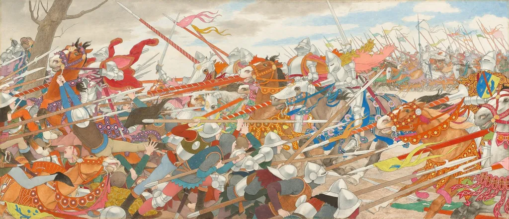The Turmoil of Conflict (Joan of Arc series: IV), by Louis Maurice Boutet de Monvel, oil, 1909
