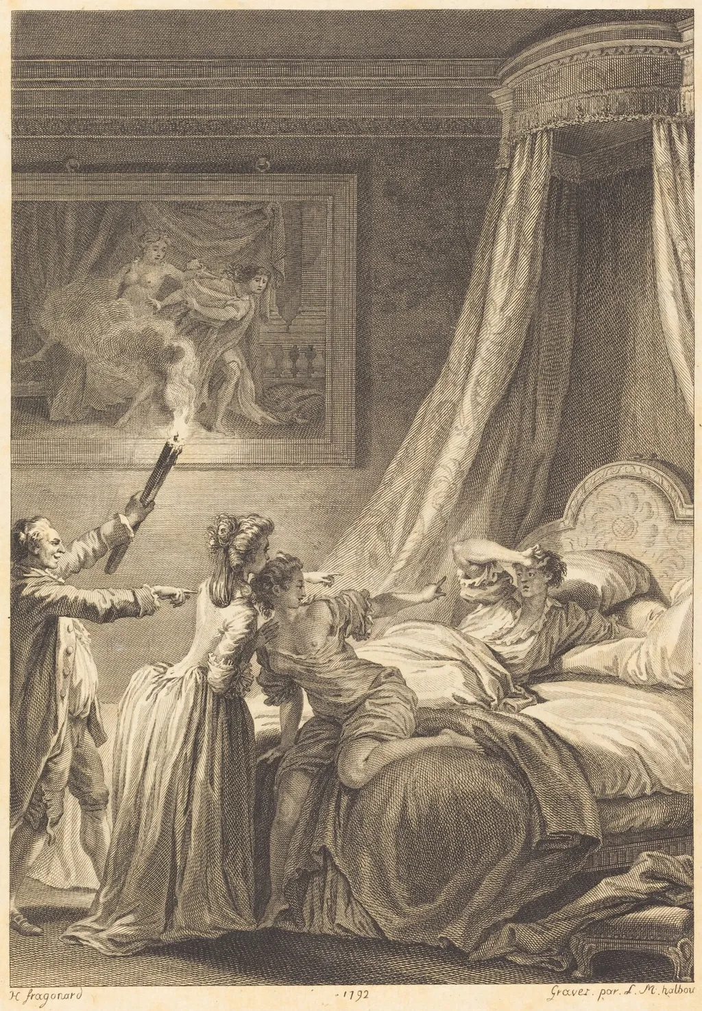 Le gascon puni, by Louis-Michel Halbou, ink, 1770