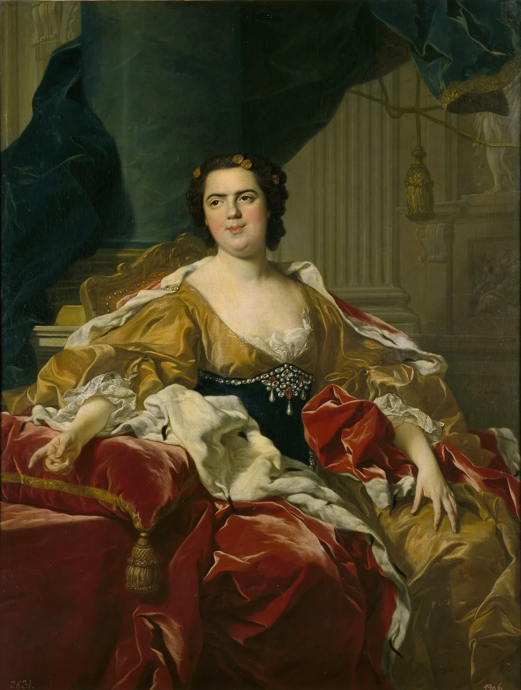Louise-Élisabeth of France, Wife of the Infante Philip, Future Duke of Parma, by Louis-Michel van Loo, oil, 1745