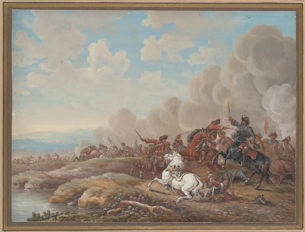 Cavalry Battle by a River, by Louis-Nicolas van Blarenberghe, gouache, 1772