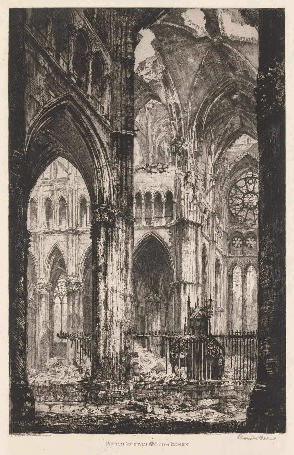 Rheims Cathedral, South Transept, by Louis Orr, 1920