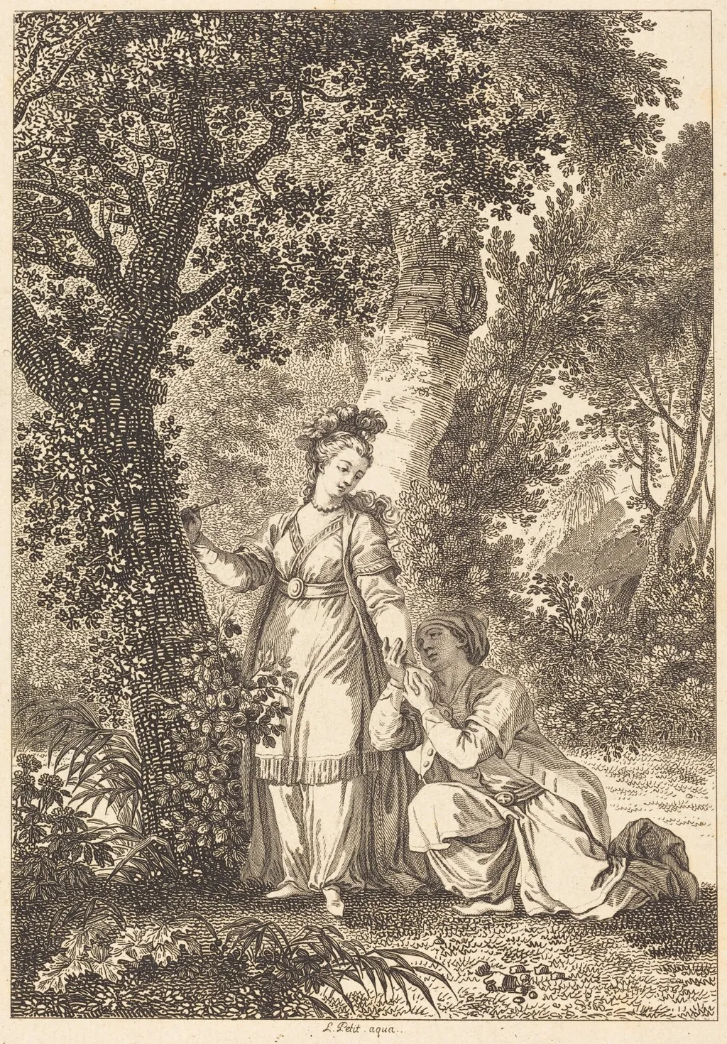 La fiancee du roi de Garbe: L'arbre, by Louis Petit, ink, 1786