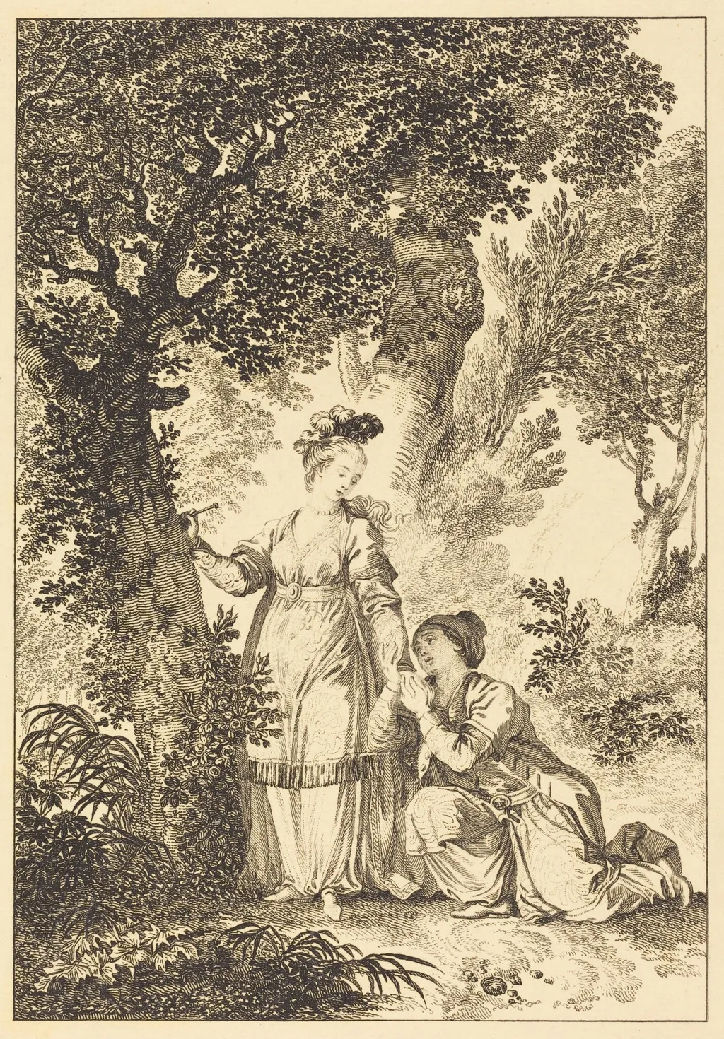 La fiancee du roi de Garbe: L'arbre, by Louis Petit, ink, 1786