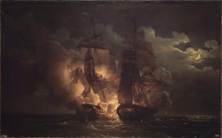 Naval Battle for the Islands of Loz, 7 February 1813., by Louis-Philippe Crépin
