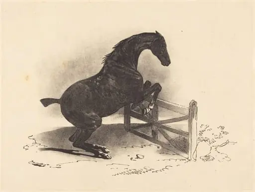 Horse Jumping a Barrier, by Louis-Pierre-Marie Courtin