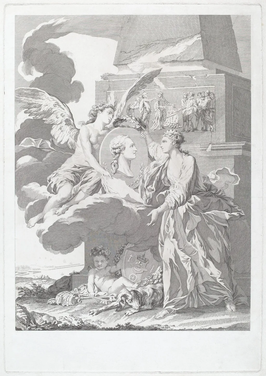 Allegorical Portrait of Pierre Buirette de Belloy, by Louis-Simon Lempereur, ink, 1767