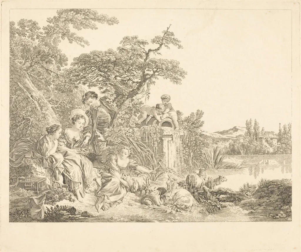 Les présents du berger, by Louis-Simon Lempereur, ink, 1773