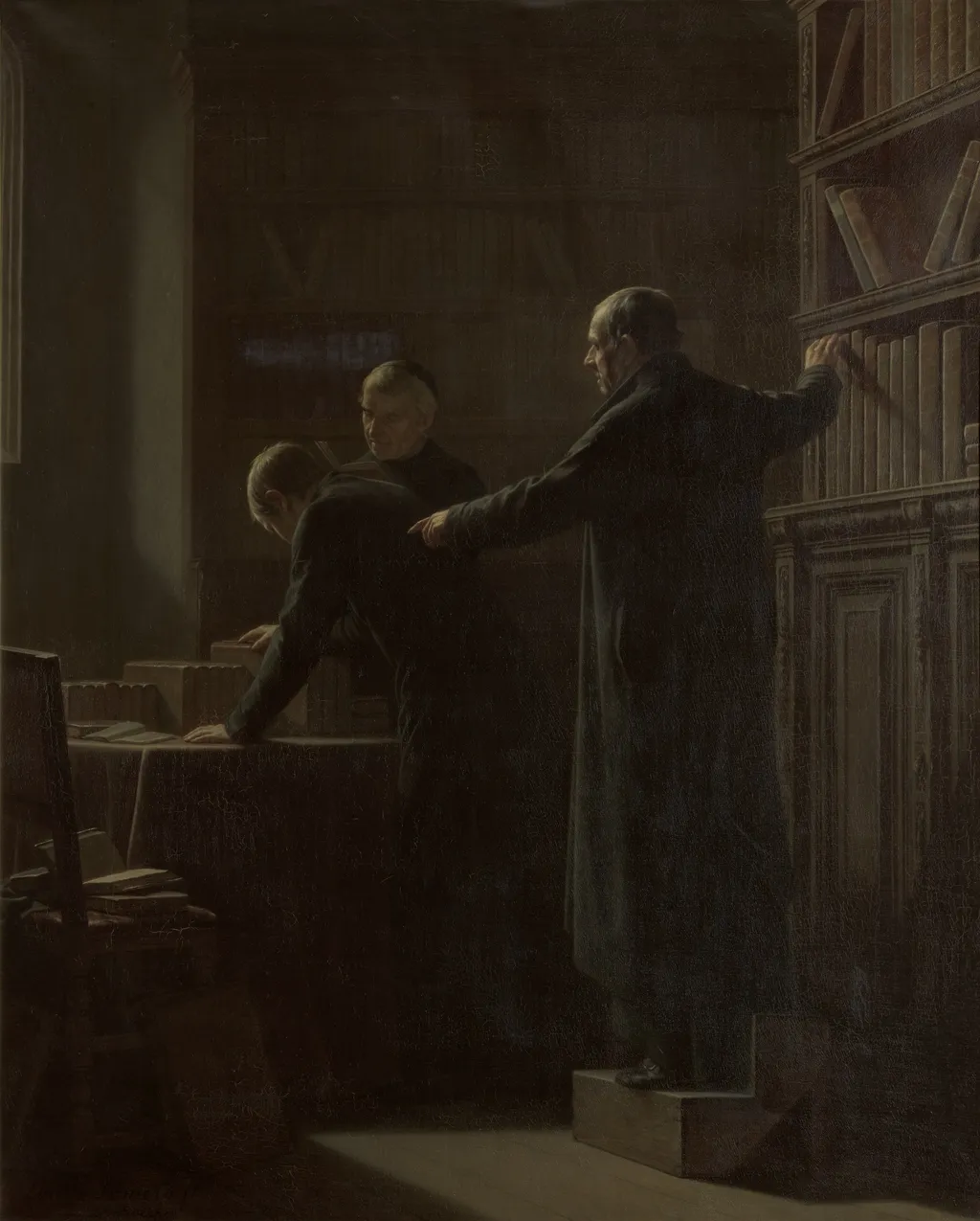 Librarian, by Louis Somers, oil, 1856