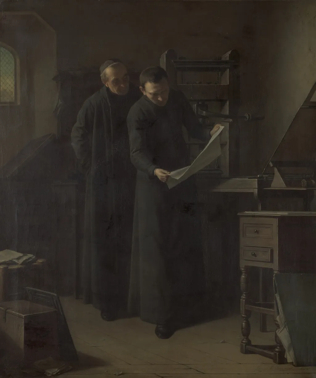 Proof Reading, by Louis Somers, oil, 1856