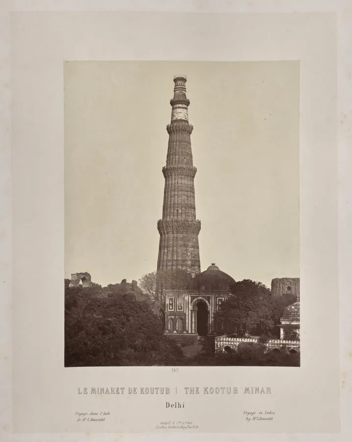 The Kootub Minar, Delhi, by Louis-Théophile Marie Rousselet, 1866