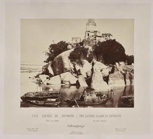 The Sacred Island of Devinath on the Ganges, Sultangunge, by Louis-Théophile Marie Rousselet