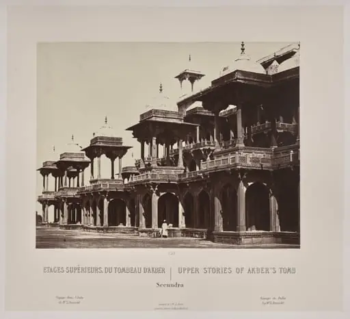 Upper Stories of Akber's Tomb, Secundra, by Louis-Théophile Marie Rousselet