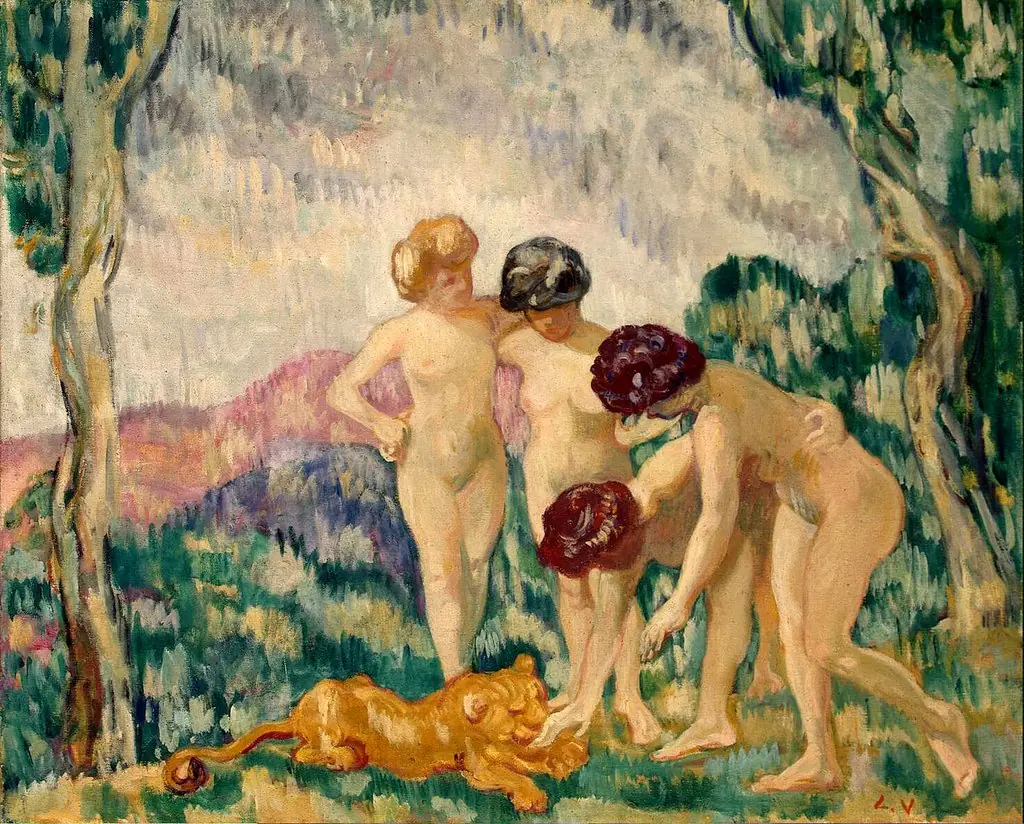 Girls Playing with a Lion Cub, by Louis Valtat