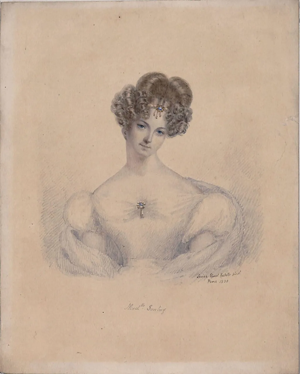 Portrait of Mademoiselle Sontag, by Louisa Stuart Costello, watercolor, 1830