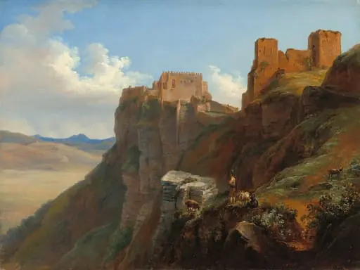 View of the Castello di San Giuliano, near Trapani, Sicily, by Louise-Joséphine Sarazin de Belmont