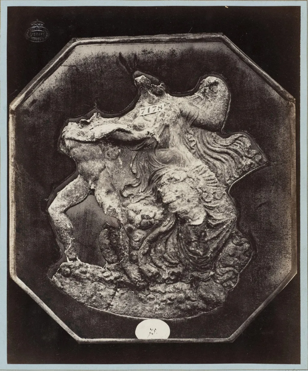 Antique bronze circular appliqué, by Louise Laffon, photographic, 1864