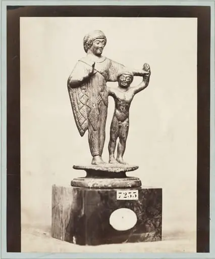 Antique bronze group of two figures, by Louise Laffon