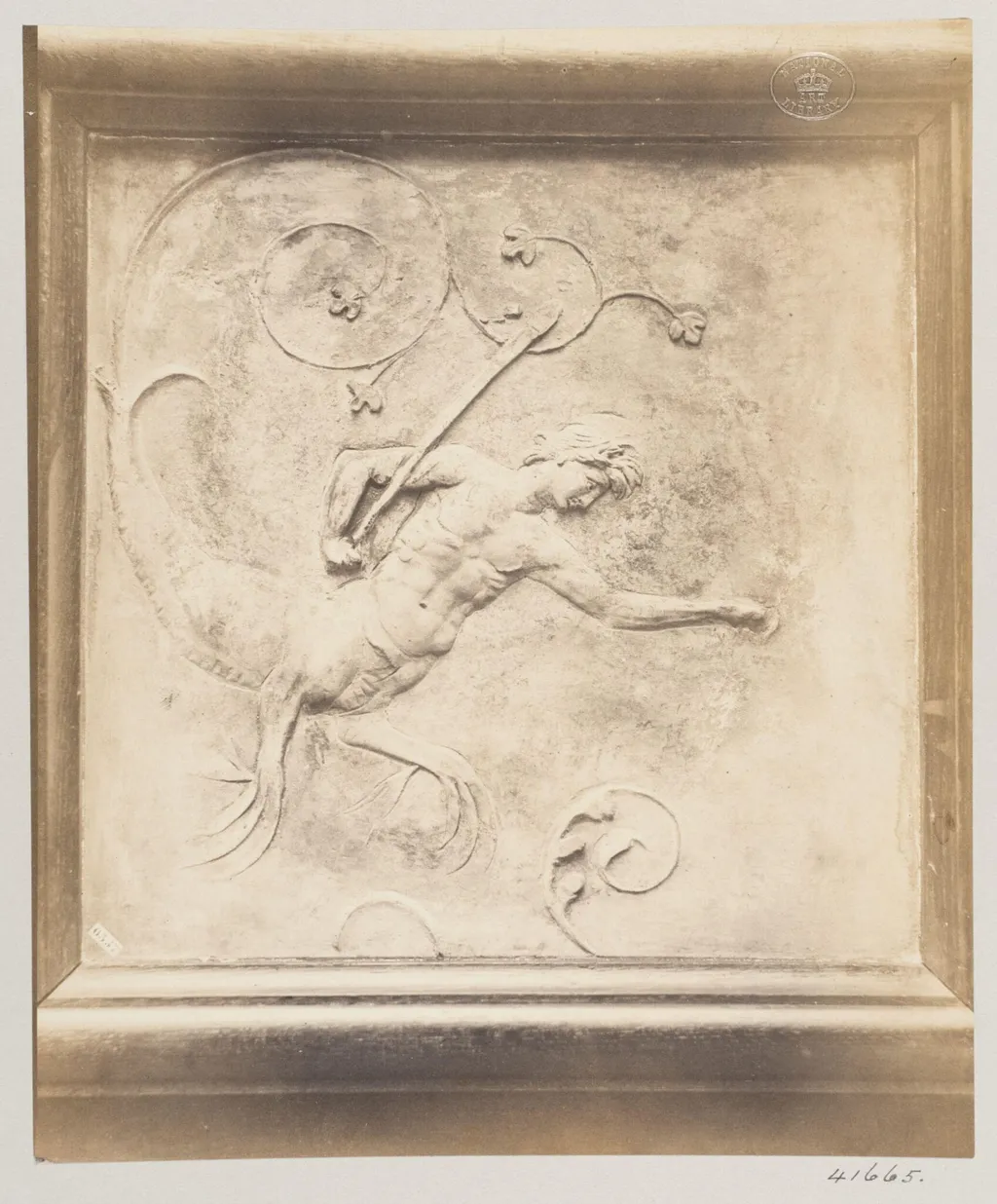 Bas-relief in marble of a Salamander, by Louise Laffon, photographic, 1864