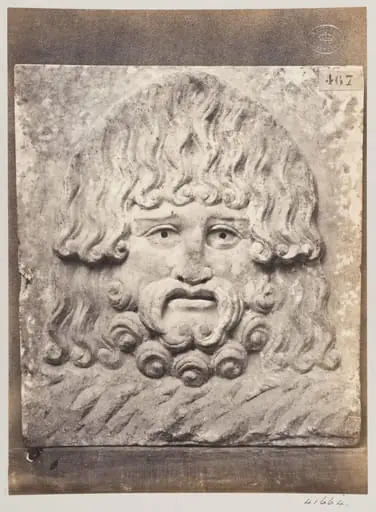 Bas-relief masque of Jupiter Pluvius in marble, by Louise Laffon