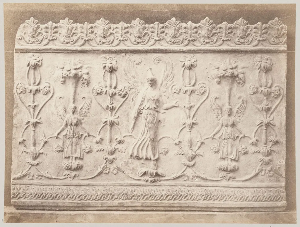 Bas-relief of a portion of a frieze of 'The Victors' in terra cotta, by Louise Laffon, photographic, 1864