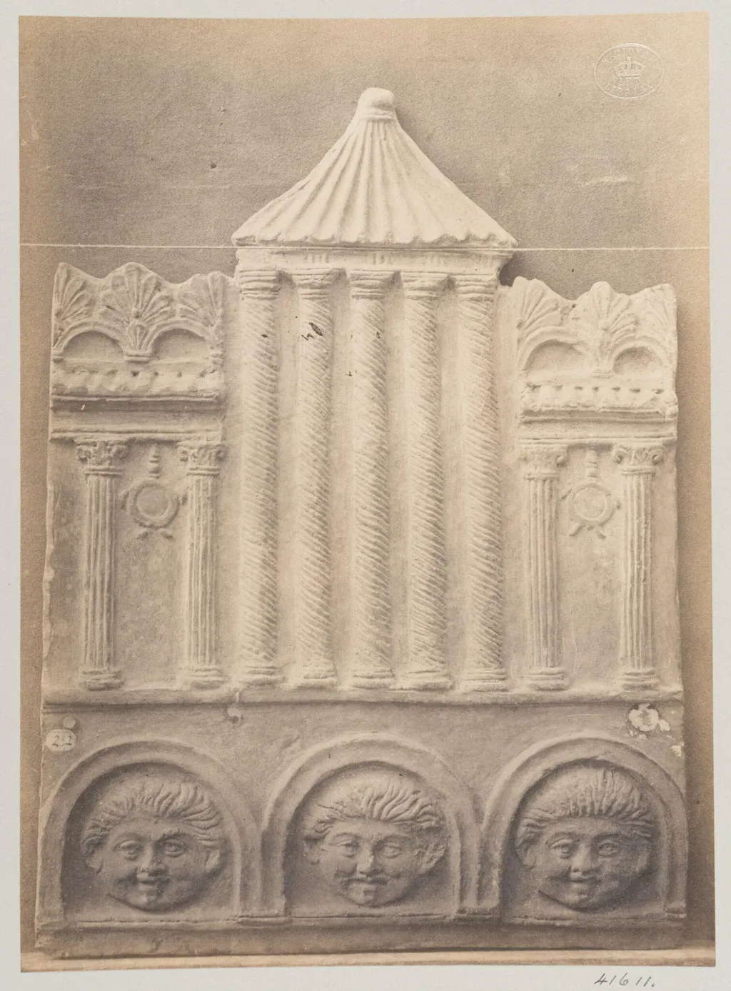 Bas-relief of temple in terra cotta, by Louise Laffon, photographic, 1864