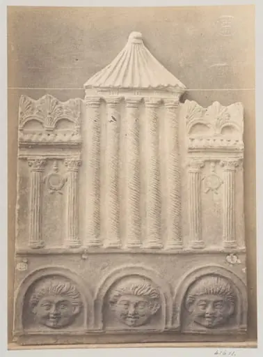 Bas-relief of temple in terra cotta, by Louise Laffon